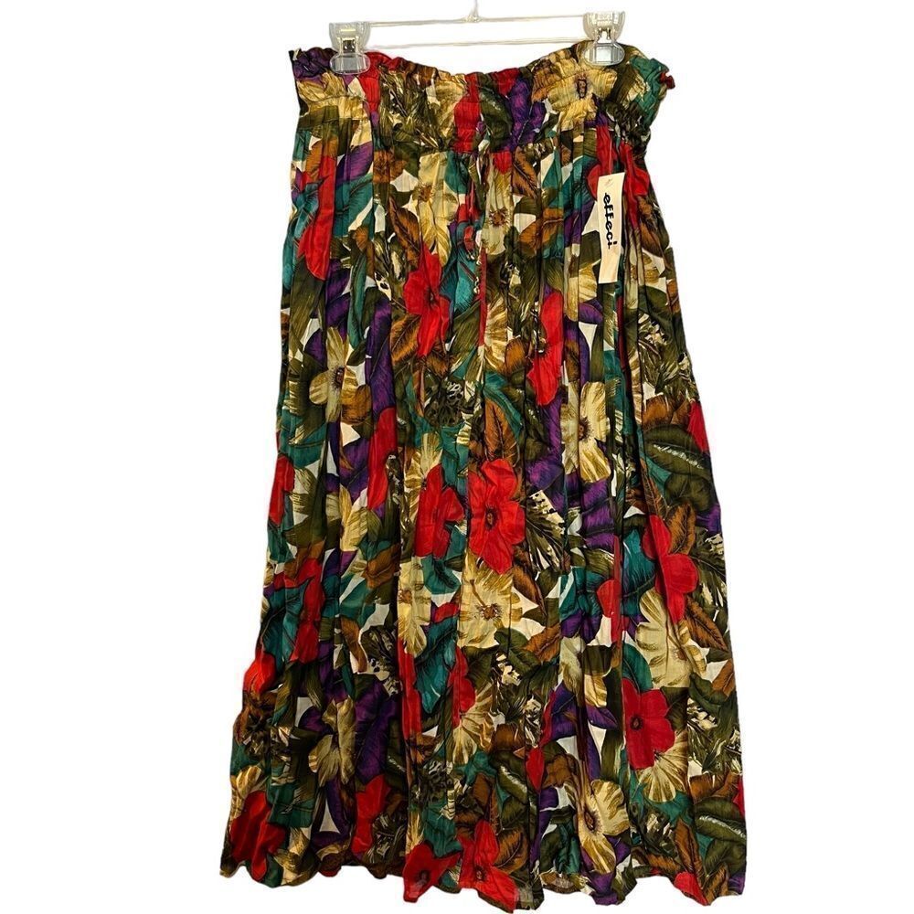 Effeci Vintage Gypsy Skirt Long Reversible Floral Multi/Golden-Brown Size Small